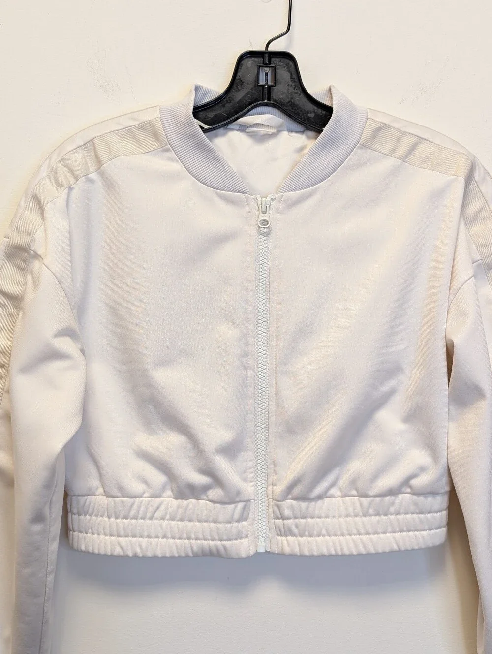 Alo Yoga Ivory Cropped Bomber Full Zip Jacket Athleisure